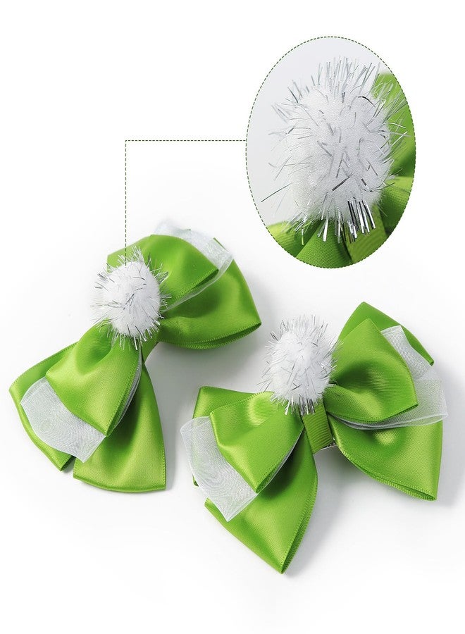 Fancheer 2PC Green Fairy Hair Bow Clips for Girls Women 4 Inch Princess Accessories - Image 3
